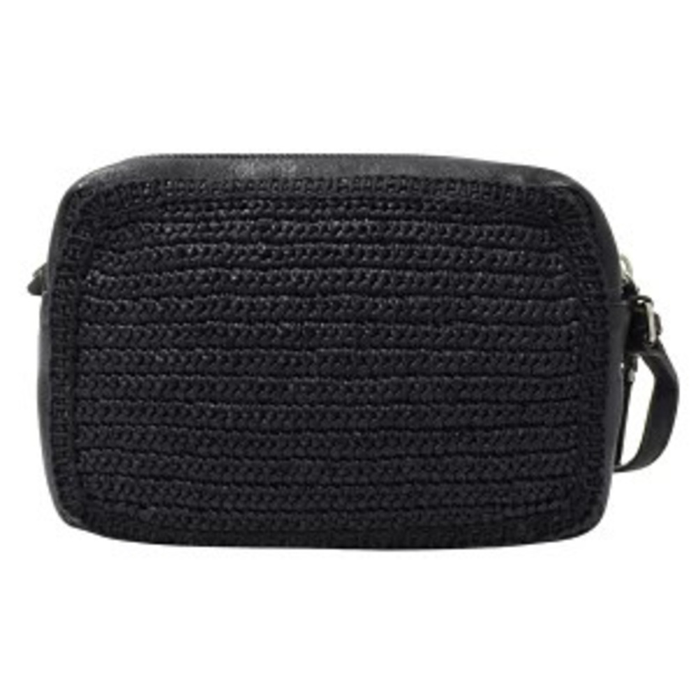 Saint Laurent Bag Shoulder Lou Camera Raffia Black Tassel Fringe Crossbody - Picture 2 of 8
